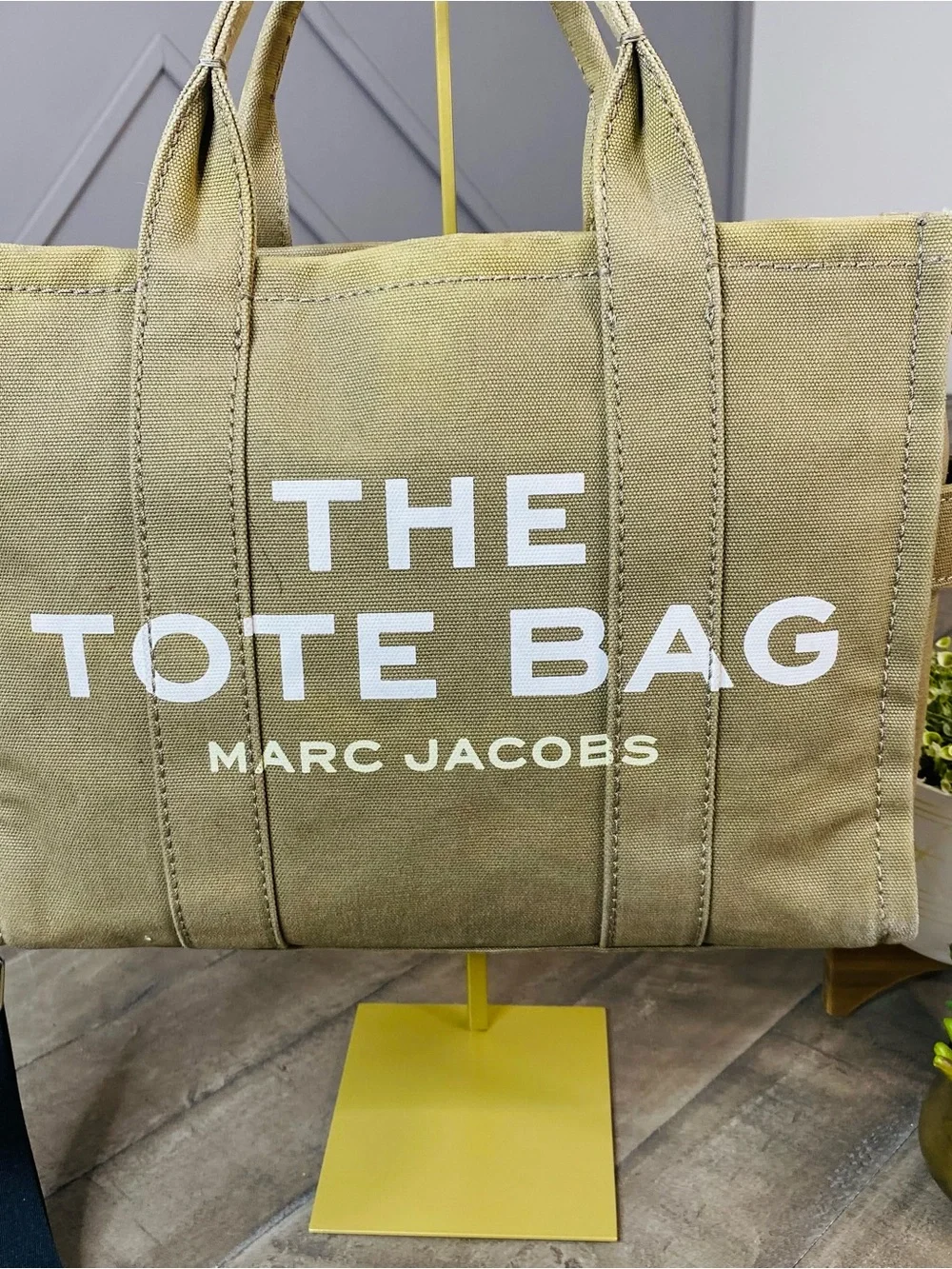 Authentic Marc Jacobs The Canvas Tote Bag Slate Green Khaki Crossbody Medium